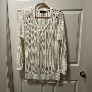 Sax’s Fifth AveWomen's White Open Weave Knit Sweater. Sz Lg. Resort wear